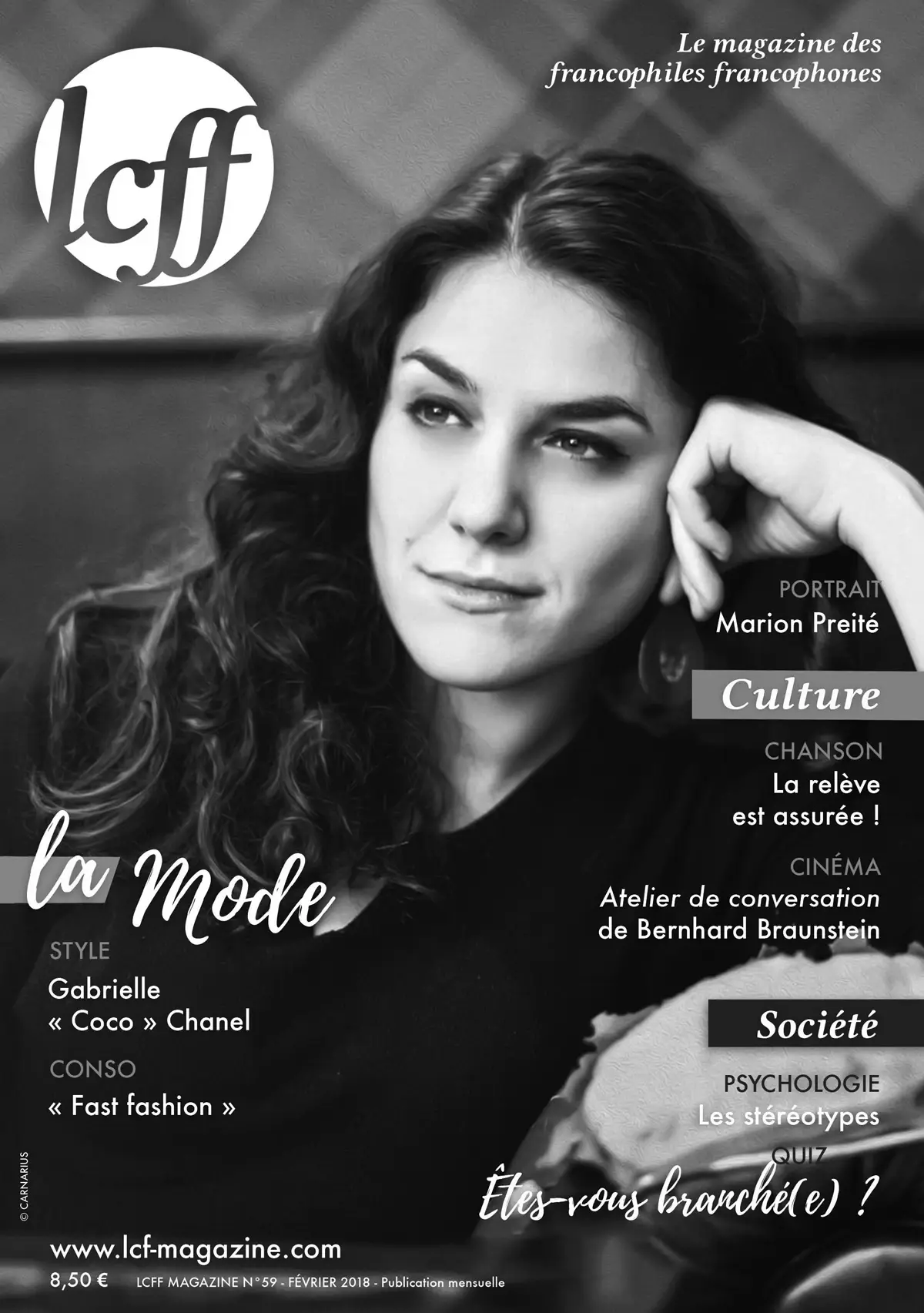 Schauspielerin Marion Preité auf dem Cover des LCFF Magazine Paris