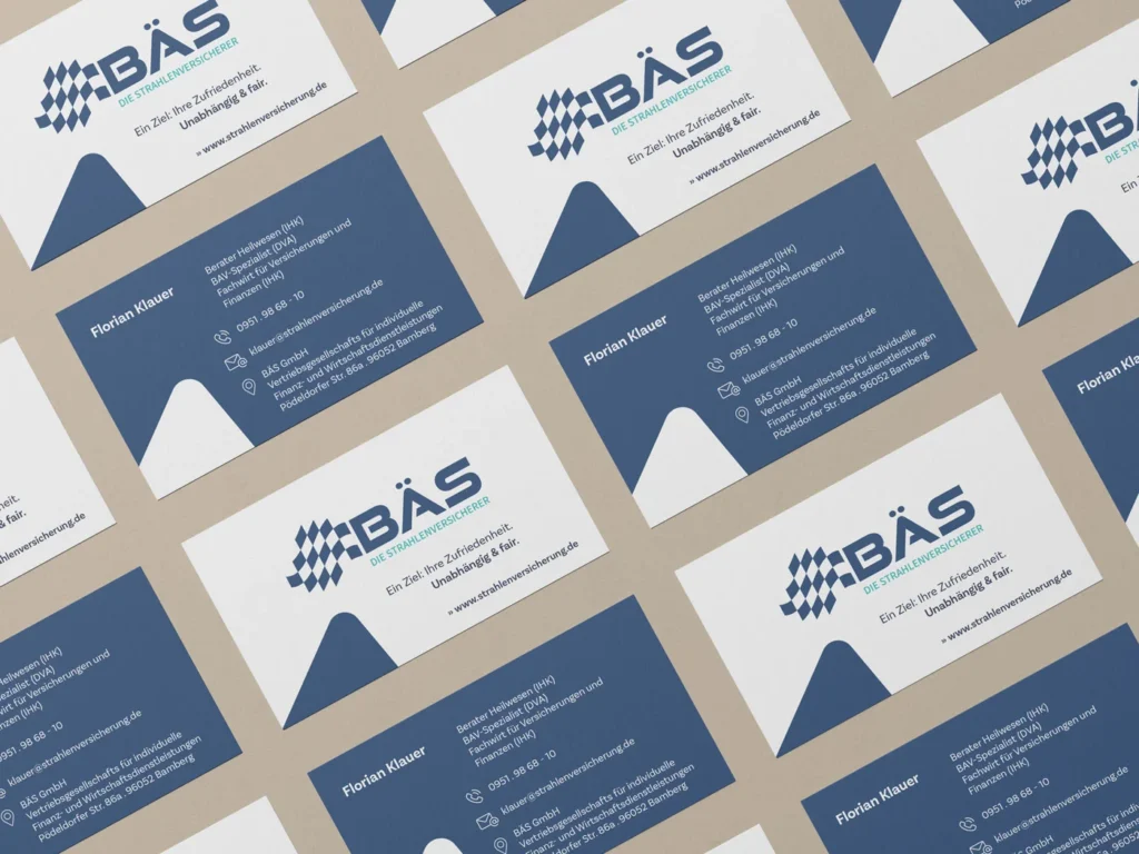 Visitenkarten für BÄS Die Strahlenversicherung und ein umfassendes Corporate Design von Designstudio Carnarius aus Bamberg